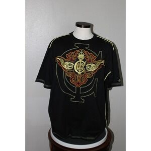 Coogi T Shirt XXL Black and Gold Graphic Embroidery Patches